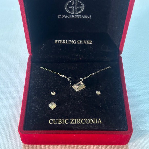 Giani Bernini Sterling‎ Silver Necklace & Earring Set | Sparkling CZ Elegant - Picture 1 of 2